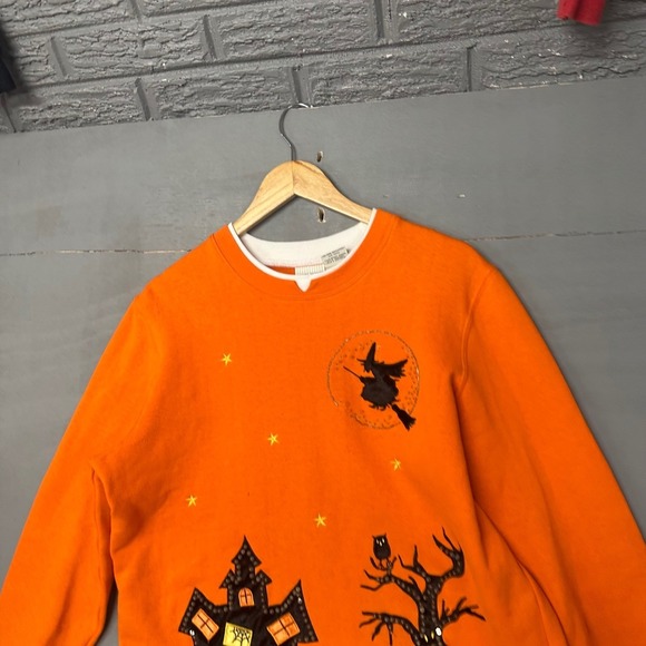 White Stag Tops - White Stag Orange Halloween Witch Haunted House Pumpkin Tree Women's L